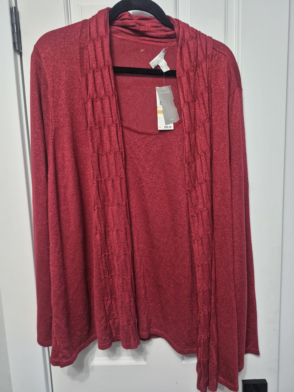 Charter Club Sparkle Ruby Open-Front Cardigan